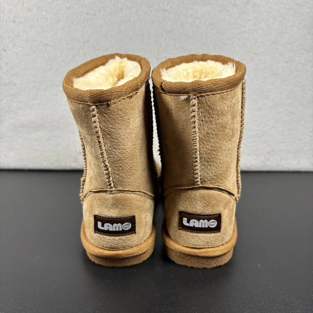 Lamo Girls Classic Ankle Snow Boots Size 12Y Faux Fur Light Brown Tan Winter